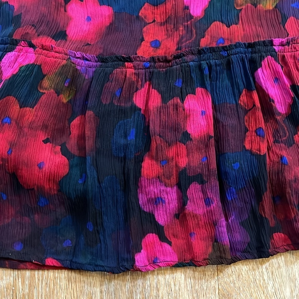 PAIGE Cayman Dress Women's Sz Small Black Multi Waterlily Mini Floral EUC Silk - Picture 7 of 15